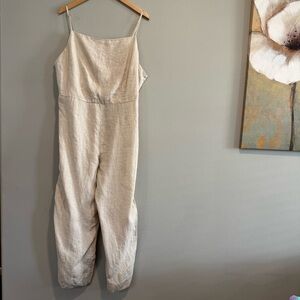 H&M Linen Jumpsuit Beach Resortwear Wide Leg Minimalist XL